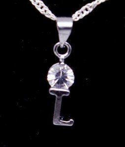 Silver Crystal "L" Initial Letter Pendant Necklace