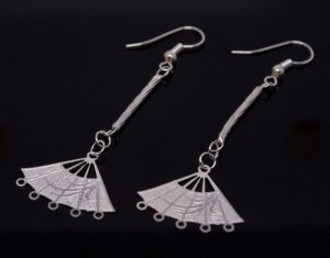 Silver Chinese Fan Earrings