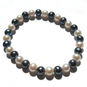 Genuine White & Black Freshwater Pearl Bracelet