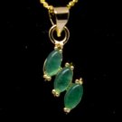 18K Gold Jade Three Leaf Pendant Necklace