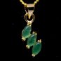 18K Gold Jade Three Leaf Pendant Necklace