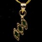 18K Gold Jade Three Leaf Pendant Necklace