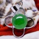 Silver Jade Four Leaf Clover Pendant Necklace