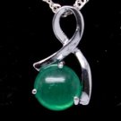 Silver Ribbon Jade Pendant Necklace