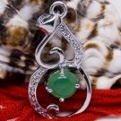 Silver Spade Heart Jade Pendant Necklace