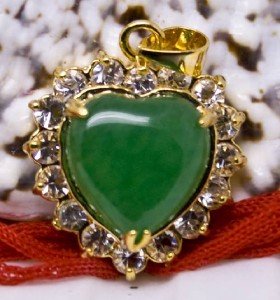 18K Gold Jade Heart Crystal Pendant Necklace [style1]