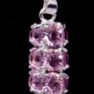 Silver Pink Crystal Tower Pendant Necklace