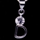 Silver Crystal "D" Initial Letter Pendant Necklace