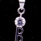 Silver Crystal "B" Initial Letter Pendant Necklace