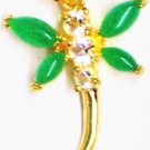 Gold Jade Dragonfly Pendant Necklace