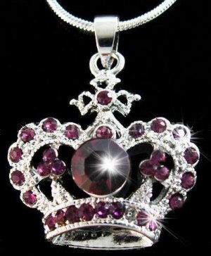 Purple Crystal Crown Pendant Necklace
