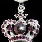 Purple Crystal Crown Pendant Necklace