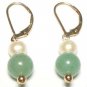 Genuine Freshwater Pearl & Green Jade Earrings [style3]