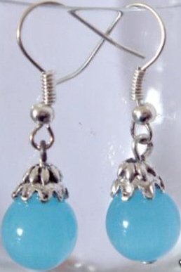 Genuine Blue Jade & Tibetan Silver Earrings