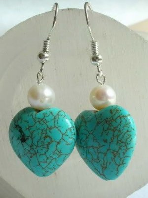 Turquoise & Freshwater Pearl Earrings [style2]