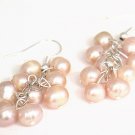 Genuine Lavender Pink Freshwater Pearl Chandelier Earrings