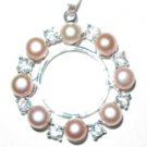 Genuine Pink Freshwater Pearl Circle Pendant Necklace