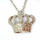 Luxurious Silver Crystal Crown Oversized Pendant Necklace