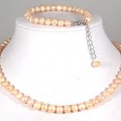 Pink Freshwater Pearl Necklace, Earrings, Bracelet (Set of 3)