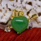 18K Gold Jade Heart & Arrow Crystal Pendant Necklace