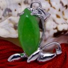 Silver Jade Flower Bud Pendant Necklace