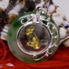 Gold Jade Spinning Ram Goat (Chinese Zodiac) Pendant Necklace