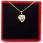 Gold Jade Pig (Chinese Zodiac) Heart Pendant Necklace
