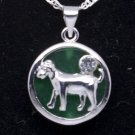 Silver Jade Dog (Chinese Zodiac) Pendant Necklace