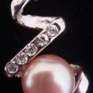 Genuine Pink Freshwater Pearl Spiral Swirl Pendant Necklace