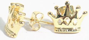 18KGP Gold Crown Stud Earrings