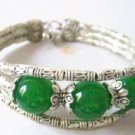 Tibetan Silver Green Jade Bracelet [style3]