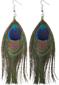 Genuine Peacock Feather Earrings