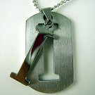 Initial Letter "I" Name Dogtag Pendant Necklace