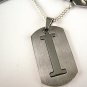 Initial Letter "I" Name Dogtag Pendant Necklace