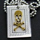 Gothic Skull Crossbones Dogtag Pendant Necklace