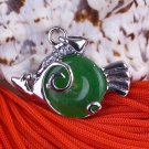 Silver Jade Fish Piranha Pendant Necklace