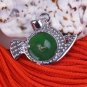 Silver Jade Fish Piranha Pendant Necklace