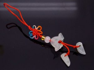 Chinese Knot & Jade "Flower" Cell Phone Charm [style19]