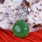 Silver Jade Crystal Flower Pendant Necklace