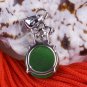 Silver Jade Crystal Flower Pendant Necklace