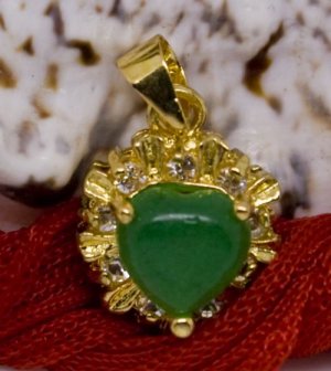 18K Gold Jade Heart Crystal Pendant Necklace [style2]