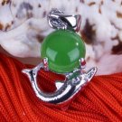 Silver Jade Dolphin Pendant Necklace