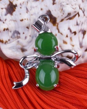 Silver Jade Bowtie Pendant Necklace