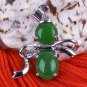 Silver Jade Bowtie Pendant Necklace