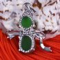 Silver Jade Bowtie Pendant Necklace