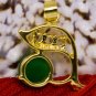 18K Gold Crystal Dolphin Jade Pendant Necklace