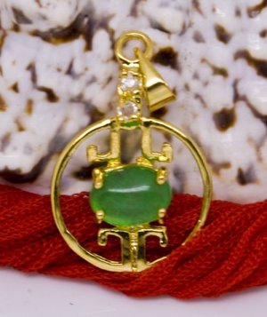 18K Gold Jade Crystal Chinese Lantern Pendant Necklace