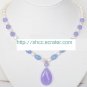 Genuine Lavender Jade White Freshwater Pearl Necklace