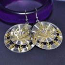 Silver Goth Flaming Skull Earrings