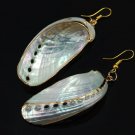 Pearlescent Iridescent Gold Gilded Mermaid Shell Earrings